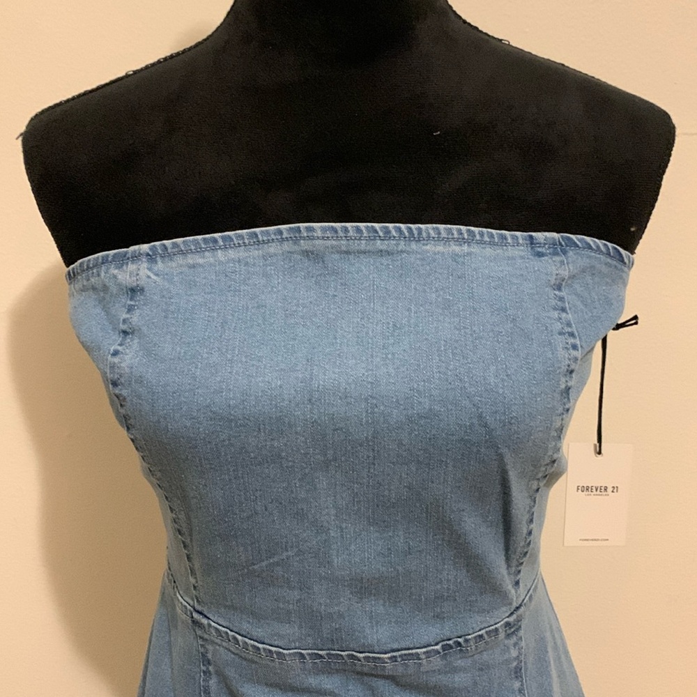 NEW Strapless Denim Maxi Dress - Picture 4 of 11
